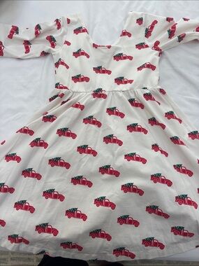 Girls' White Holiday Truck Print Casual Dress